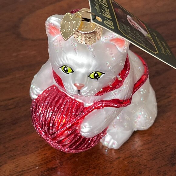 Merck Family's Old World Christmas Playful Kitten Cat & Yarn Glass Ornament 2004 - Picture 6 of 10